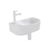 QeramiQ Fuente Ensemble de Lavabo - 40x21.5x12cm - gauche - strié - demi-rond - 1 trou de robinet - céramique - ensemble de robinet blanc mat - bouchon de vidange - siphon abaissé - blanc mat SW1233008