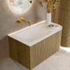Mondiaz KURVE-DLUX Ensemble de meuble de salle de bains - 85x46x40cm - 1 tiroir - 1 porte - lavabo solid surface - gauche - sans trou de robinet - Dusk SW1415048