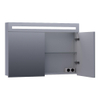 BRAUER 2.0 Armoire de toilette 100x70x15cm éclairage intégré rectangulaire 2 portes pivotantes MDF Gris Mat SW371596