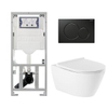 QeramiQ Salina Pack WC - sans bride - à fond creux - abattant à fermeture douce - abattant à déclipsage rapide - plaque de déclenchement Geberit Sigma01 noir mat - blanc SW207611