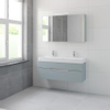 Bruynzeel Mino badmeubelset 56x120x38cm 2 kraangaten 2 wasbakken 2 lades met spiegelkast met softclose fjord groen SW384665 Bruynzeel Mino badmeubelset 56x120x38cm 2 kraangaten 2 wasbakken 2 lades met spiegelkast met softclose fjord groen SW384665
