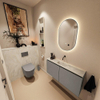 MONDIAZ TURE-DLUX Meuble toilette - 100cm - Smoke - EDEN - vasque Ostra - position centrale - sans trou de robinet SW1105106