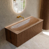 MONDIAZ KURVE-DLUX Meuble de salle de bains 110cm couleur Walnut avec 1 tiroir et 0 porte. Lavabo BIG MEDIUM Central sans trou de robinet Saba. SW1433184