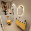 MONDIAZ TURE-DLUX Meuble toilette - 80cm - Ocher - EDEN - vasque Opalo - position gauche - sans trou de robinet SW1104415