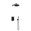 Hotbath Cobber IBS23 Ensemble de douche pluie encastré - bras mural de 35 cm - douche principale ronde de 30 cm - douchette à main - noir mat SW299053