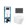 QeramiQ Dely Ensemble WC - réservoir encastré Qeramiq Flush - abattant 35mm - plaque de commande en pierre naturelle marbre foncé - boutons ronds - blanc mat SW1579151