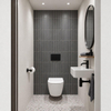 Adema Salina 2.0 Ensemble WC - 48.5x36x32cm - cuvette profonde - sans bride - réservoir encastré QeramiQ - softclose - quickrelease - abattant WC - plaque de commande en plastique noir mat - boutons rectangulaires - blanc SW1474596
