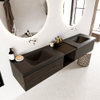 MONDIAZ BUKLA 200cm ensemble de meuble avec module ouvert 40 couleur Marron foncé avec 2 tiroirs. Lavabo CLOUD double 0 trou de robinet couleur Urban. SW1382142