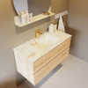 MONDIAZ VICA-DLUX Ensemble meuble de salle de bains - 100cm - meuble bas Washed oak - 2 tiroirs - lavabo encastré cloud au milieu - 1 trou de robinet - version haute 60cm - frappe SW1088766