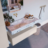 MONDIAZ ALAN - DLUX Ensemble de meubles de salle de bains - 110cm - meuble bas - Linen - 1 tiroir - lavabo suspendu - vasque à gauche - 0 trous de robinet - Glace SW806051