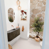 Mondiaz JOYA-DLUX 93.2cm toiletmeubel - ronding links en rechts kleur Shadow - Wastafel FAYE positie Midden Zonder kraangat kleur Sombra. SW1425240