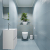 MONDIAZ ADA Toiletmeubel - 40x30x50cm - 1 kraangat - 2 lades - talc mat - wasbak rechts - Solid surface - Wit SW472497