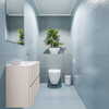 MONDIAZ ADA Meuble WC - 60x30x50cm - 1 trou de robinet - 2 tiroirs - linen mat - vasque au milieu - Solid surface - Blanc SW472728