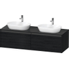 Duravit Ketho.2 Wastafelonderbouwkast - inclusief consoleplaat - met 2 laden - voor dubbele waskommen - 160x55x45.9cm - met handgrepen antraciet - eiken zwart mat SW772846