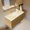 Mondiaz VICA-DLUX ensemble de meuble de salle de bain - 100cm - meuble sous-vasque oro - 2 tiroirs - lavabo encastré cloud gauche - 1 trou de robinet - miroir modèle spot - version XL 60cm de haut - ostra SW1098341