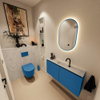 MONDIAZ TURE-DLUX Meuble toilette - 100cm - Jeans - EDEN - vasque Opalo - position centrale - 1 trou de robinet SW1104362