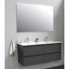 Adema Bella badmeubel met keramiek wastafel 2 kraangaten met spiegel 120X55X46cm Antraciet mat SW398095 Adema Bella badmeubel met keramiek wastafel 2 kraangaten met spiegel 120X55X46cm Antraciet mat SW398095