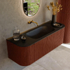 Mondiaz KURVE Ensemble de meubles de salle de bains - 130x46x40cm - 1 tiroir - 2 portes - lavabo solid surface - central - sans trou de robinet - Ruby SW1415421