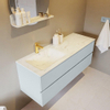 Mondiaz VICA-DLUX ensemble de meuble de salle de bain - 130cm - meuble sous-vasque argile - 2 tiroirs - lavabo encastré nuage gauche - 1 trou de robinet - version haute de 60cm - opalo SW1086527