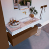 Mondiaz ALAN-DLUX Ensemble de meuble - 110cm - meuble Rust mat - 1 tiroir - Lavabo Cloud Glace suspendu - vasque Droite - 0 trous de robinet SW805706