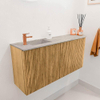 Mondiaz JOYA-DLUX 91.6cm toiletmeubel - ronding rechts kleur Oak - Wastafel FAYE positie Links 1 kraangat kleur Glace. SW1422007