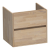 BRAUER Adore meuble sous lavabo - 60x46x55cm - 2 tiroirs softclose - sans poignée - 1 découpe pour le siphon - chêne massif - assemblage à dents de scie chêne gris SW86443
