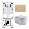 QeramiQ Dely Swirl Toiletset - 36.3x51.7cm - Geberit UP320 inbouwreservoir - met Burda frame - slim zitting - bedieningsplaat beige - ronde knoppen - glans wit SW1164821