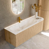 MONDIAZ KURVE-DLUX 135cm Meuble salle de bain avec module 25 D - couleur Oak - 1 tiroir - 1 porte - vasque BIG MEDIUM gauche - 1 trou de robinet - couleur Frappe SW1137367