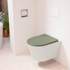 Mondiaz LAVIE hangtoilet – spoelrandloos – 36 x 53 cm – met softclose zitting – Linen (offwhite), zitting Army (groen) SW1208574