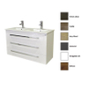 Sanicare Q1 badmeubelset 121x46x71cm 2 kraangaten 2 wasbakken 3 lades standaard greep MDF Grey-Wood SW279375 Sanicare Q1 badmeubelset 121x46x71cm 2 kraangaten 2 wasbakken 3 lades standaard greep MDF Grey-Wood SW279375