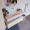 Mondiaz ALAN-DLUX Ensemble de meuble - 110cm - meuble Linen mat - 1 tiroir - Lavabo Cloud Frappe suspendu - vasque Centre - 0 trous de robinet SW805468