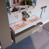 Mondiaz ALAN-DLUX Ensemble de meuble - 130cm - meuble Smoke mat - 1 tiroir - Lavabo Cloud Glace suspendu - vasque Gauche et droite - 0 trous de robinet SW805490