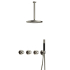Hotbath Cobber @Work Regendoucheset - inbouw - 30cm plafondarm - 30cm ronde hoofddouche - staafhanddouche - Geborsteld nikkel SW678046