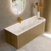 Mondiaz KURVE-DLUX Ensemble de meuble de salle de bains - 125x46x40cm - 1 tiroir - 1 porte - lavabo solid surface - gauche - 1 trou de robinet - Dusk SW1414994