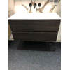 INK Ensemble meuble salle de bains 100x45x52cm 2 tiroirs sans poignées avec lavabo blanc polystone Chêne Intens SW539154