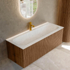 MONDIAZ KURVE-DLUX 120cm Meuble salle de bain - couleur Walnut - 1 tiroir - vasque BIG LARGE centre - 1 trou de robinet - couleur Opalo SW1137650