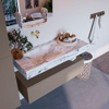 Mondiaz ALAN-DLUX Ensemble de meuble - 110cm - meuble Smoke mat - 1 tiroir - Lavabo Cloud Glace suspendu - vasque Gauche - 0 trous de robinet SW805842