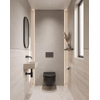 QeramiQ Dely Ensemble WC - réservoir encastré Qeramiq Flush - abattant slim - plaque de commande en pierre naturelle marbre foncé - boutons ronds - noir mat SW1578540