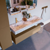 Mondiaz ALAN-DLUX Ensemble de meuble - 130cm - meuble Oro mat - 1 tiroir - Lavabo Cloud Glace suspendu - vasque Gauche et droite - 2 trous de robinet SW806323