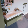 Mondiaz ALAN-DLUX Ensemble de meuble - 110cm - meuble Army mat - 1 tiroir - Lavabo Cloud Ostra suspendu - vasque Gauche - 0 trous de robinet SW807614