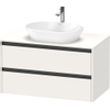 Duravit Ketho.2 Wastafelonderbouwkast - inclusief consoleplaat - met 2 laden - 100x55x56.8cm - met handgrepen antraciet - wit supermat SW772742