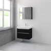 Bruynzeel Pinto badmeubelset 65.3x75x46cm 1 kraangat 1 wasbak 2 lades met spiegelkast met softclose composite zwart eiken SW384806 Bruynzeel Pinto badmeubelset 65.3x75x46cm 1 kraangat 1 wasbak 2 lades met spiegelkast met softclose composite zwart eiken SW384806