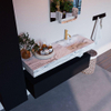 MONDIAZ ALAN - DLUX Ensemble meuble de salle de bains - 130cm - sous-meuble - Urban - 1 tiroir - lavabo suspendu - vasque à droite - 1 trou de robinet - Glace SW805421