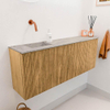 Mondiaz JOYA-DLUX 111.6cm toiletmeubel - ronding rechts kleur Oak - Wastafel FAYE positie Links Zonder kraangat kleur Glace. SW1422038