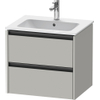 Duravit Ketho.2 Wastafelonderbouwkast - met 2 laden - 61x48x55cm - met grepen antraciet - betongrijs mat SW771876