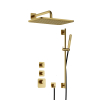 Hotbath Gal IBS40 ensemble de douche pluie encastré - 2 fonctions - bras mural de 35 cm - douche principale rectangulaire de 27 cm - laiton brossé PVD SW656359