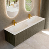 Mondiaz KURVE-DLUX Ensemble meuble de salle de bains - 150x46x40cm - 2 tiroirs - vasque solid surface - double - 2 trous de robinet - Shadow SW1414132