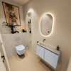 MONDIAZ TURE-DLUX Meuble toilette - 80cm - Clay - EDEN - vasque Opalo - position gauche - sans trou de robinet SW1104262