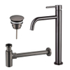 FugaFlow Eccelente Sobrado Slim Slim Kit mitigeur lavabo - robinet rehaussé - bonde nonobturable - siphon design - PVD Gunmetal SW1124383