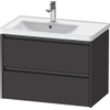Duravit Ketho.2 Wastafelonderbouwkast - met 2 laden - voor waskom links - 78.4x45.5x54.9cm - met grepen antraciet - grafiet supermat SW772989